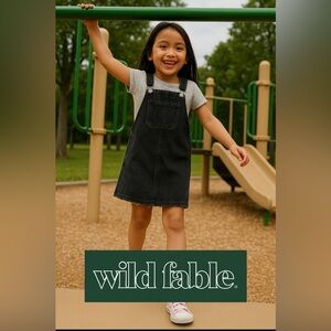 Wild Fable Black Denim Kids Overall Dress